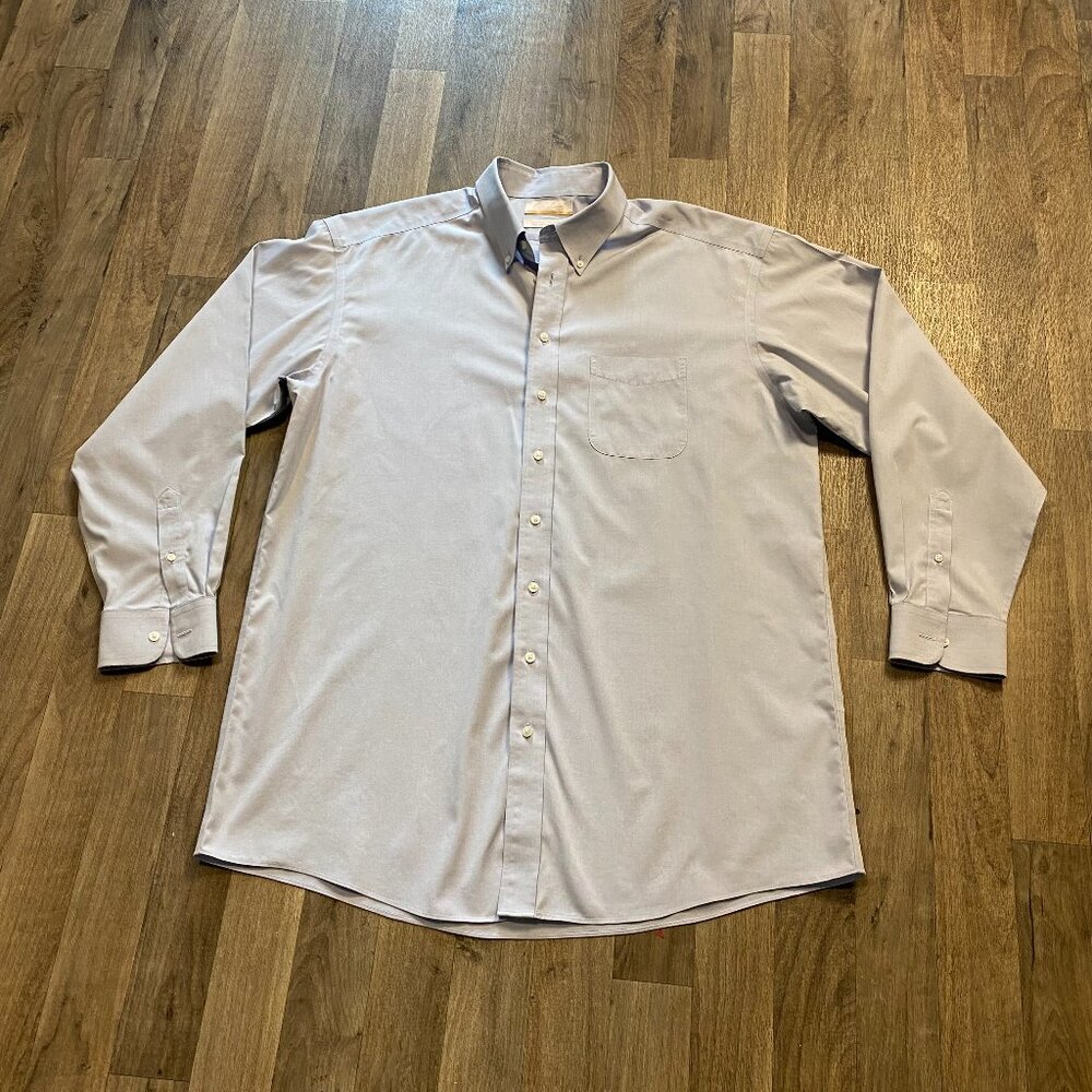 Roundtree & York Gold Label Non Iron EZ-Wash Dress Shirt Light Blue Size 17/36